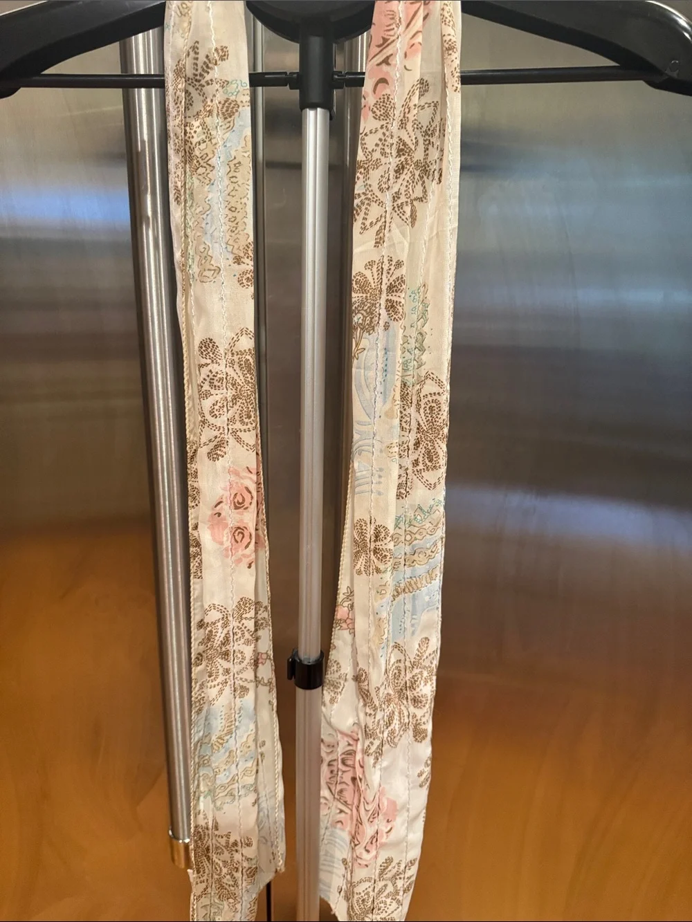 Floral Cream Scarf With Sequins